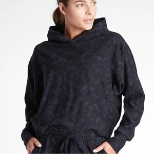 Athleta Farallon Cropped Sweatshirt Blue Camo